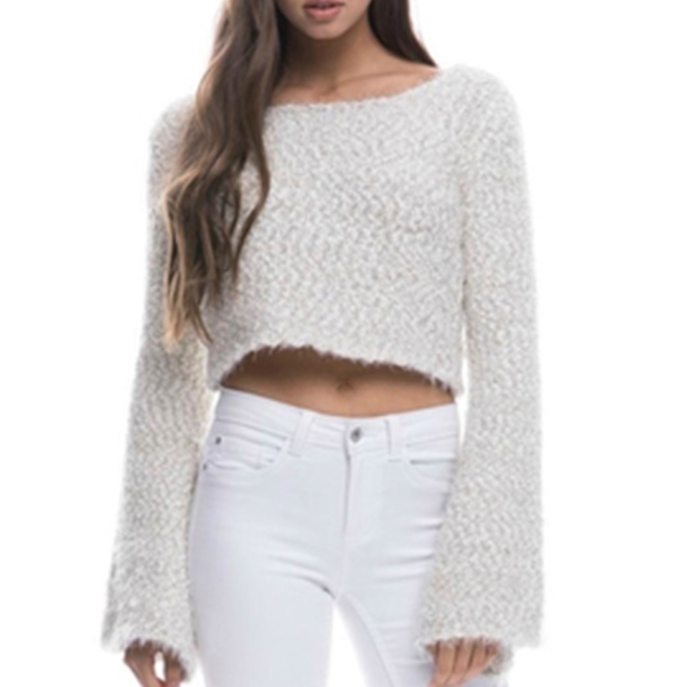 Endless Rose metallic thread bell sleeve sweater